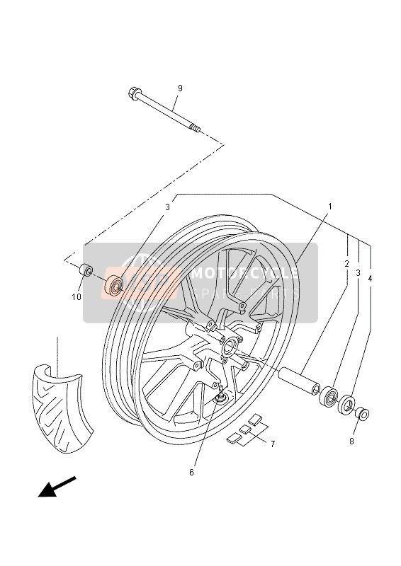 Yamaha YZF-R125A 2015 Front Wheel (DPBM13) for a 2015 Yamaha YZF-R125A