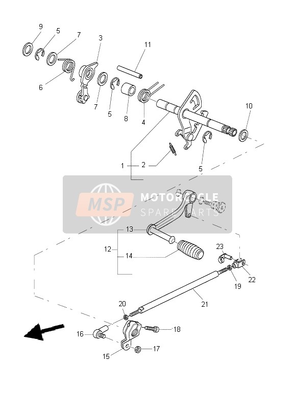 Yamaha BT1100 BULLDOG 2002 Arbre de changement de vitesse pour un 2002 Yamaha BT1100 BULLDOG