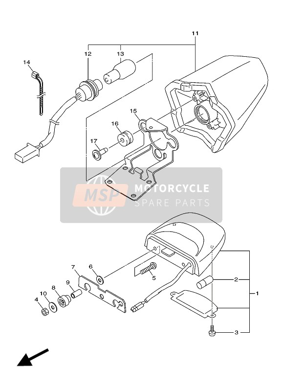 Yamaha AJS6SAP 2016 Achterlicht voor een 2016 Yamaha AJS6SAP