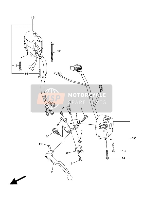 Yamaha AJS6SAP 2016 Interruptor de manija & Palanca para un 2016 Yamaha AJS6SAP