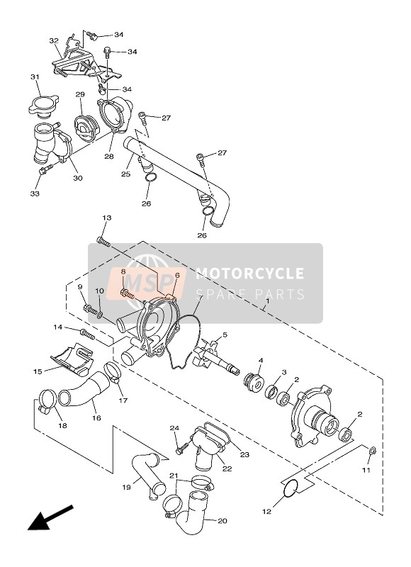 Yamaha FJR1300A 2016 Waterpomp voor een 2016 Yamaha FJR1300A