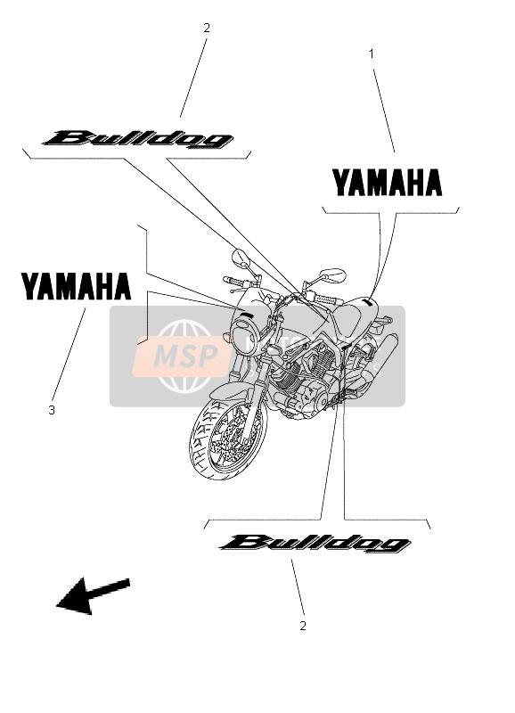 Yamaha BT1100 BULLDOG 2002 Gráficos & Emblema para un 2002 Yamaha BT1100 BULLDOG