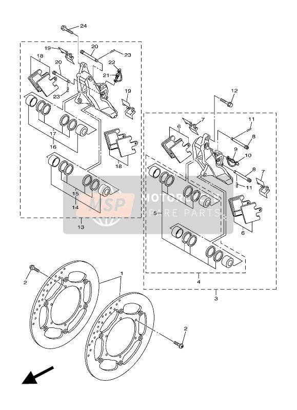 Yamaha FJR1300AS 2016 Remklauw voor voor een 2016 Yamaha FJR1300AS