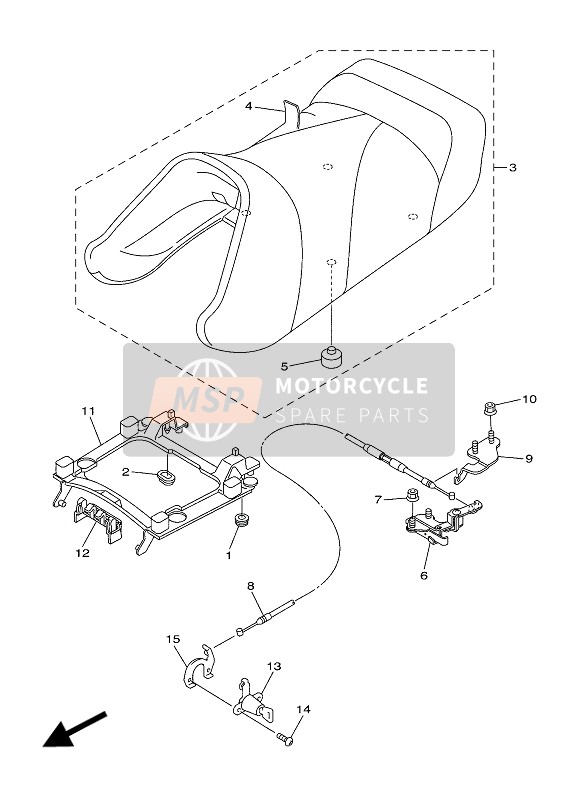 3P6247080000, Seat Bracket Assy, Yamaha, 3