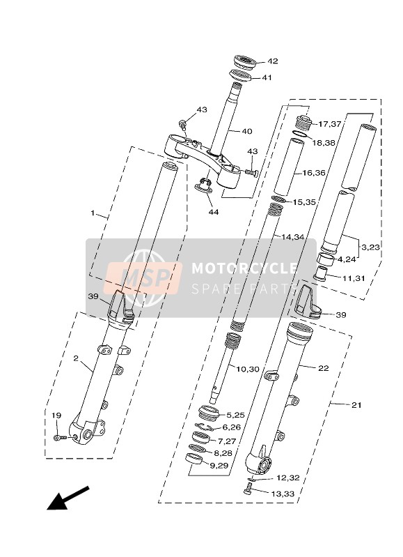 Yamaha MT07 ABS 2016 Tenedor frontal para un 2016 Yamaha MT07 ABS