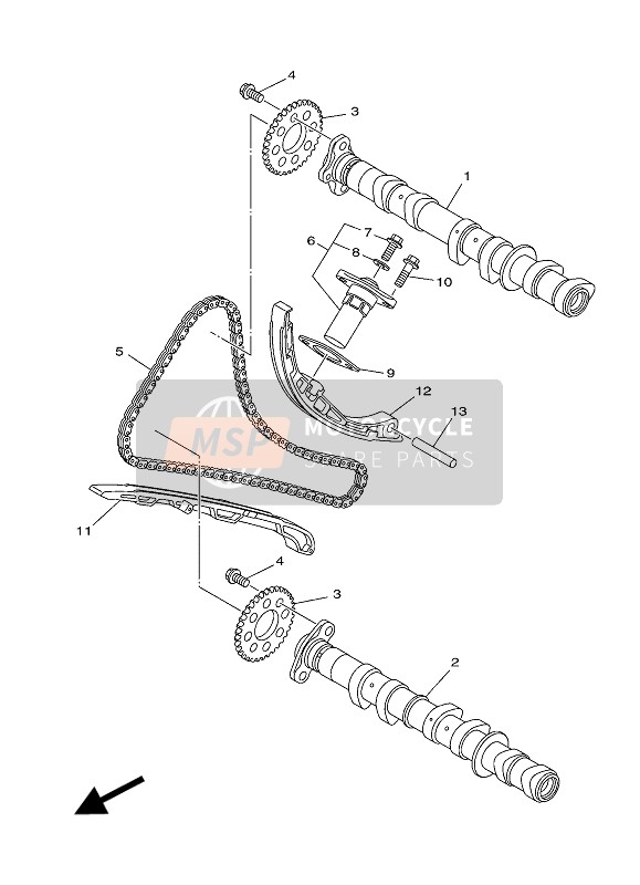 B90122100000, Tensioner Assy, Cam Chain, Yamaha, 0