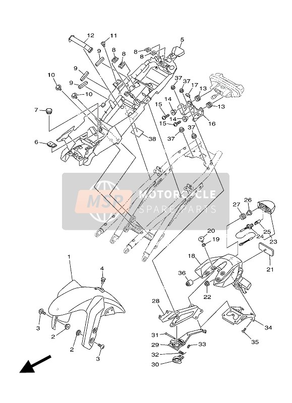 1RC2151100P8, Spatbord, Voor, Yamaha, 0