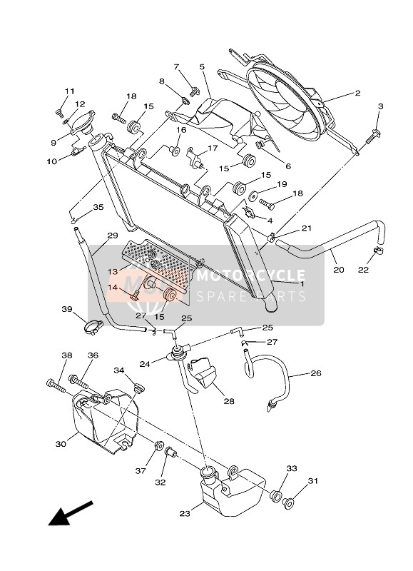 Yamaha MT09 ABS 2016 Radiator & Slang voor een 2016 Yamaha MT09 ABS