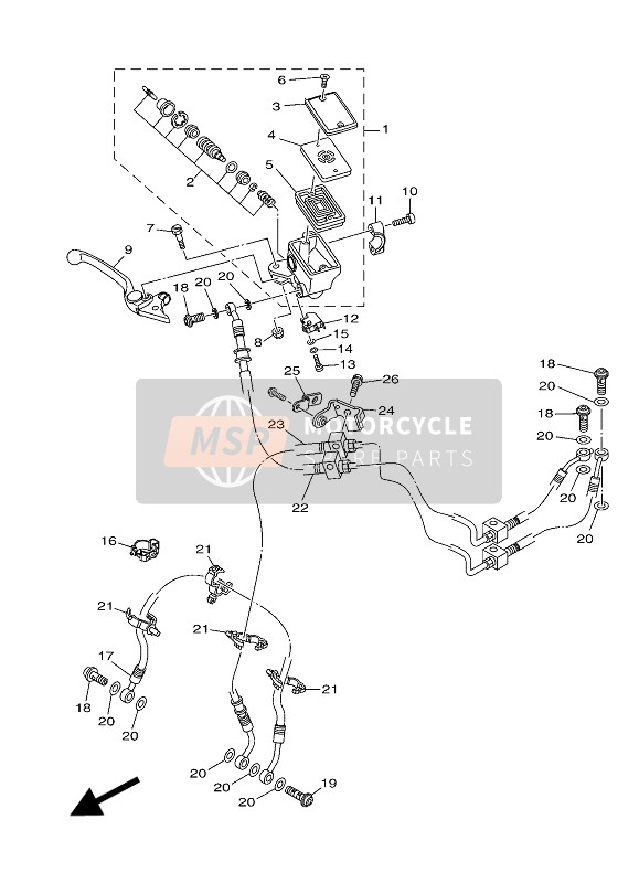 Yamaha MT09 ABS 2016 Hoofdremcilinder voor voor een 2016 Yamaha MT09 ABS