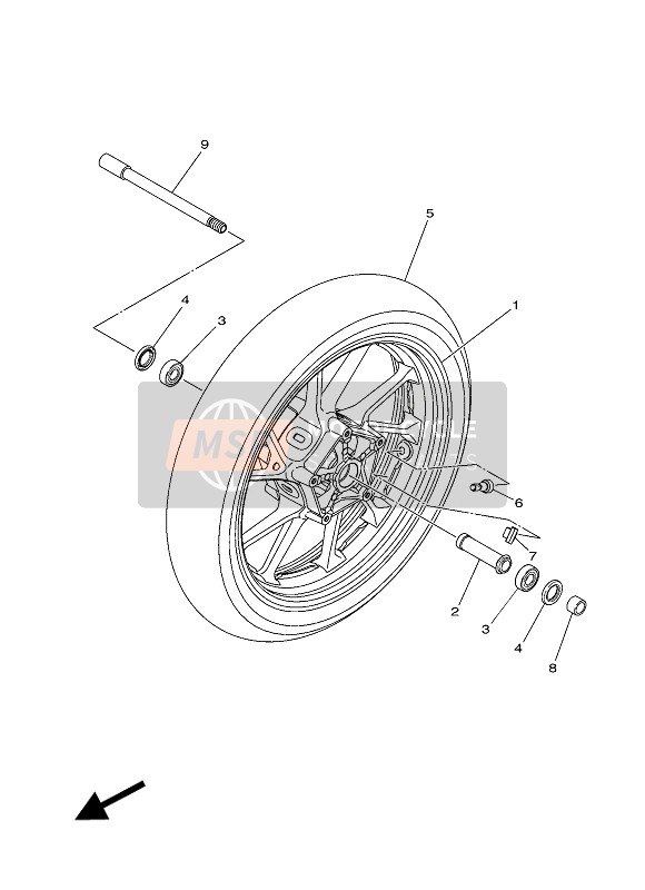 Yamaha MT09 TRACER ABS 2016 Voorwiel voor een 2016 Yamaha MT09 TRACER ABS