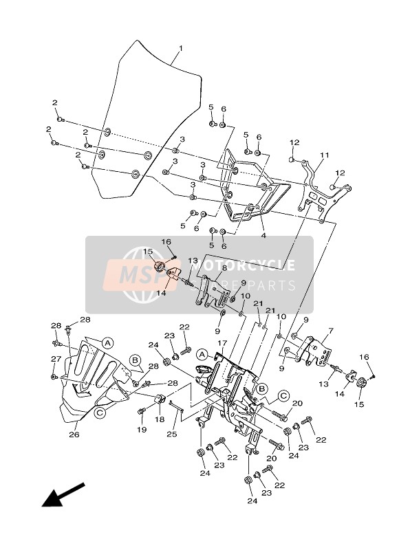 Yamaha MT09 TRACER ABS 2016 Windshield for a 2016 Yamaha MT09 TRACER ABS