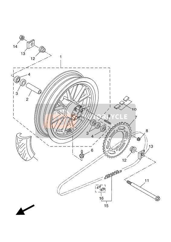 Yamaha MT125 2016 Rear Wheel (MWM4) for a 2016 Yamaha MT125