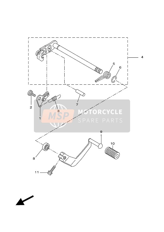 Yamaha MT125A 2016 Eje de cambio para un 2016 Yamaha MT125A