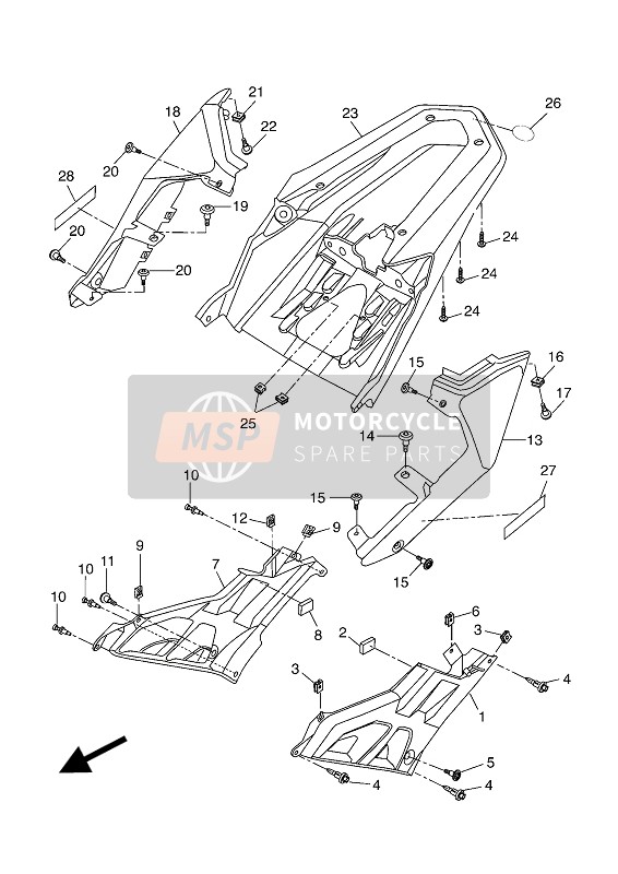 Yamaha MT125A 2016 Coperchio laterale per un 2016 Yamaha MT125A