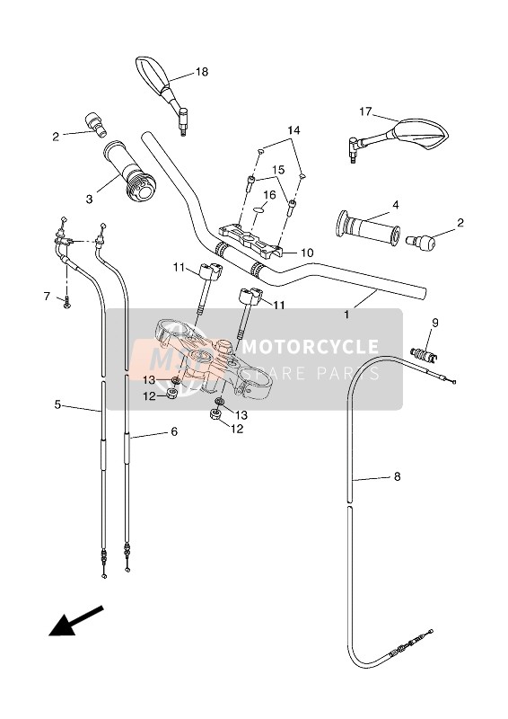 Yamaha MT125A 2016 LENKHANDGRIFF & KABEL für ein 2016 Yamaha MT125A