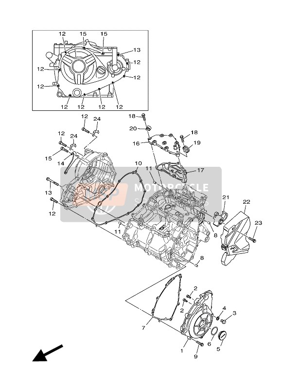 Yamaha MT03 2016 Tapa del cárter 1 para un 2016 Yamaha MT03