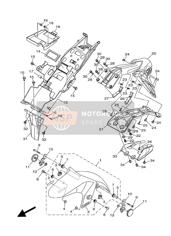 1WDF113J0000, Bracket, Reflector, Yamaha, 1