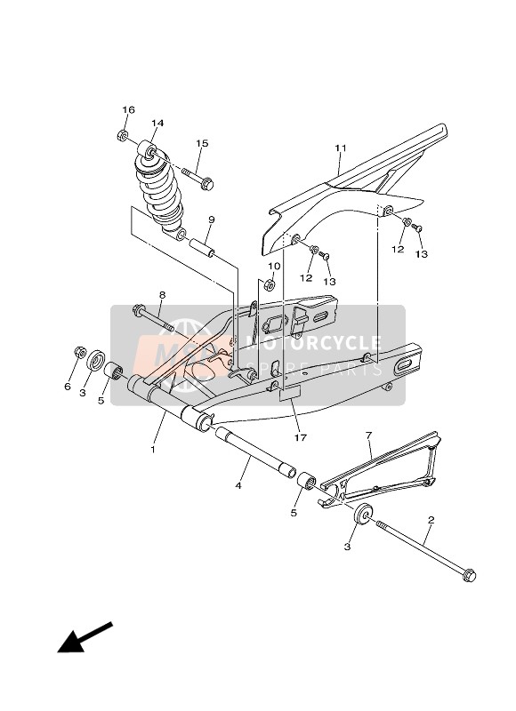 Yamaha MT03 2016 Brazo trasero & Suspensión para un 2016 Yamaha MT03