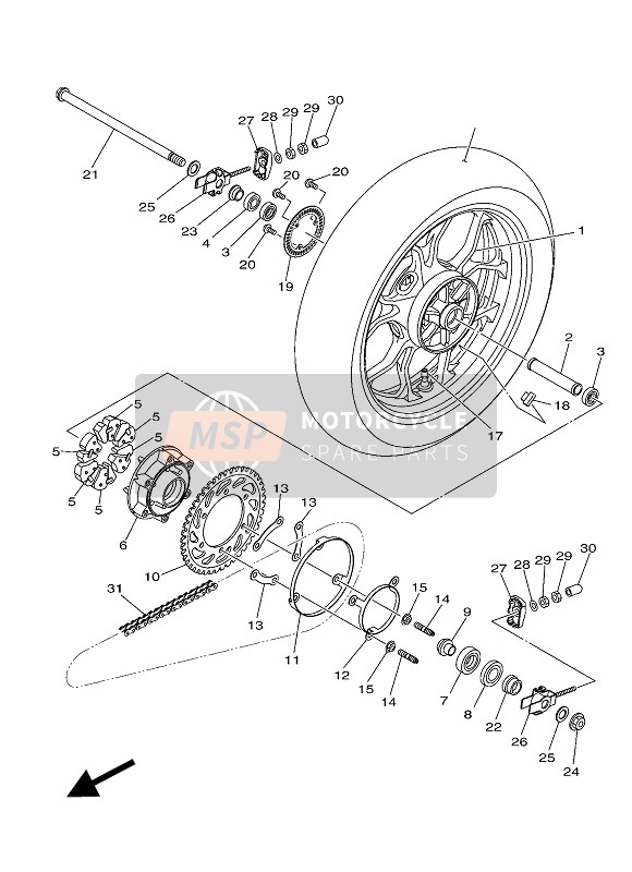 Yamaha MT03 2016 Roue arrière pour un 2016 Yamaha MT03