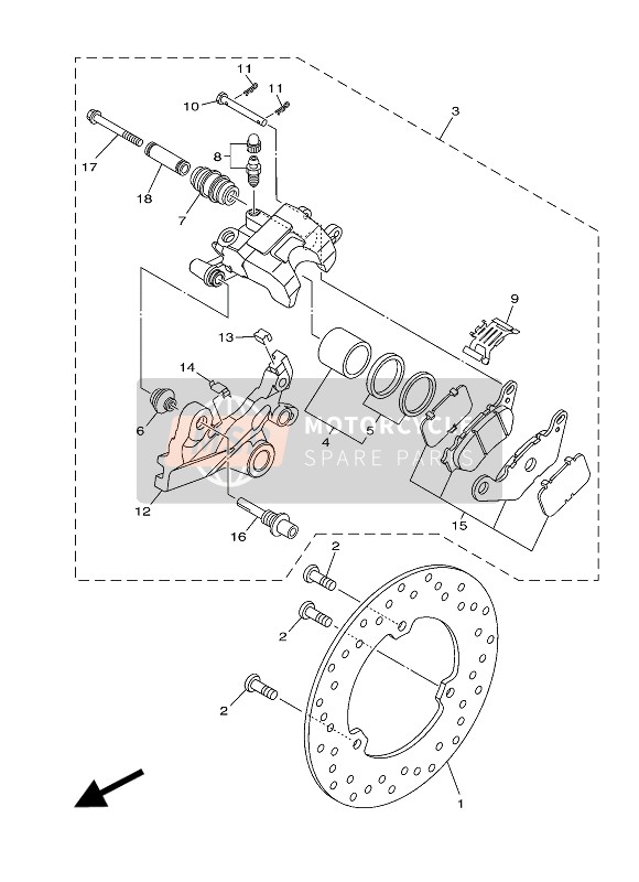 Yamaha MT03 2016 Bremssattel hinten für ein 2016 Yamaha MT03