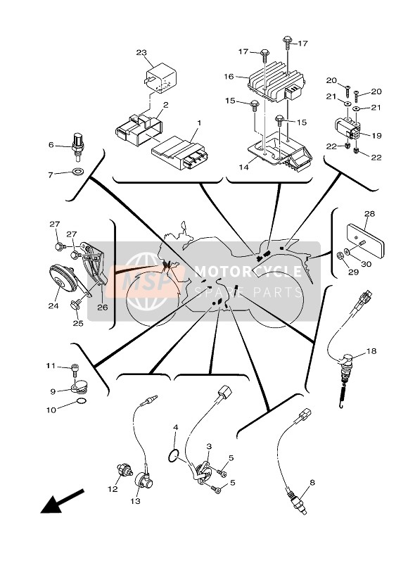 1WDH25301000, Luce Stop, Yamaha, 0