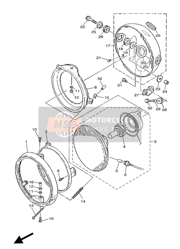 Yamaha SR400 2016 Headlight for a 2016 Yamaha SR400