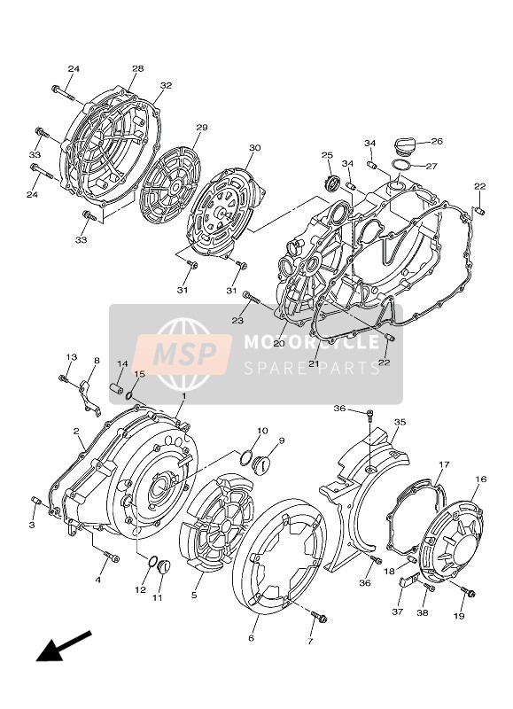 Yamaha VMAX 2016 Tapa del cárter 1 para un 2016 Yamaha VMAX