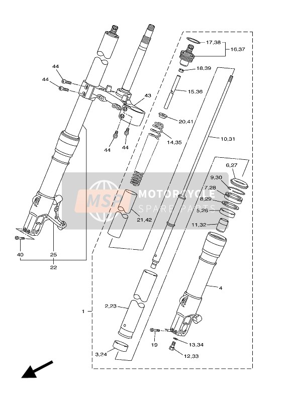 2S3231061000, Tbbo, Esterno Forcella Sx. Comp, Yamaha, 0