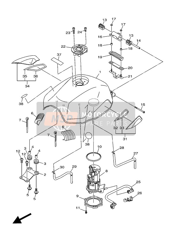 Yamaha XJ6 DIVERSION F 2016 Depósito de combustible (BWC1) para un 2016 Yamaha XJ6 DIVERSION F