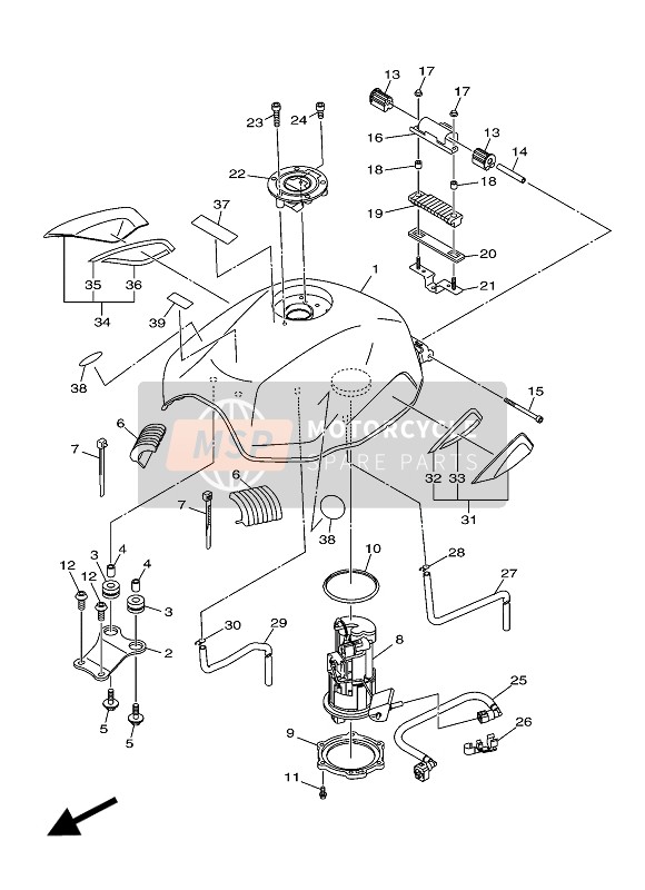 Yamaha XJ6 DIVERSION F 2016 Depósito de combustible (MS1) para un 2016 Yamaha XJ6 DIVERSION F