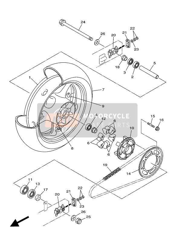 Yamaha XJ6 DIVERSION F 2016 Roue arrière pour un 2016 Yamaha XJ6 DIVERSION F