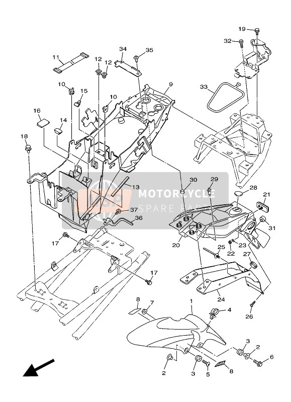 Yamaha XJ6 DIVERSION F ABS 2016 Fender (BWC1) for a 2016 Yamaha XJ6 DIVERSION F ABS