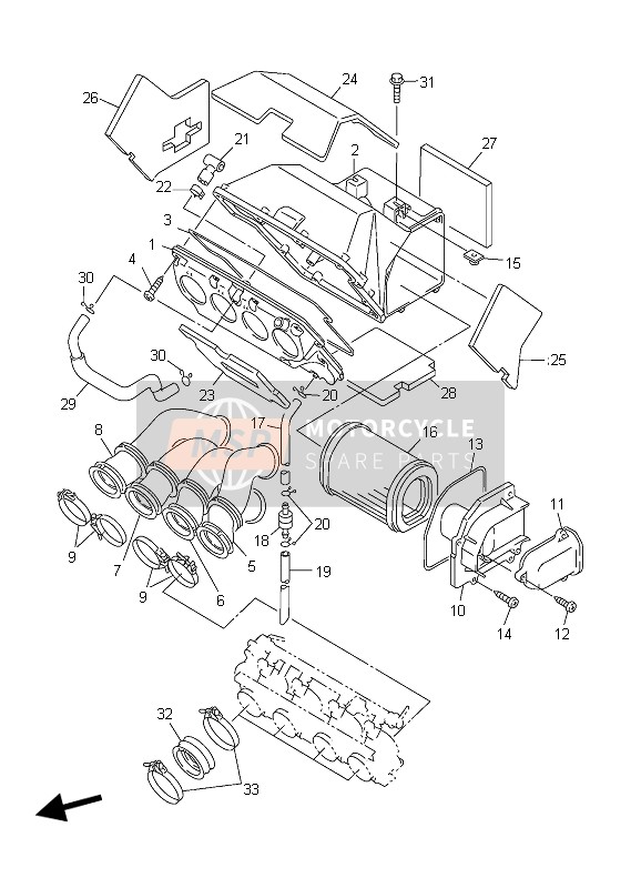 Yamaha FJR1300 2002 Intake for a 2002 Yamaha FJR1300