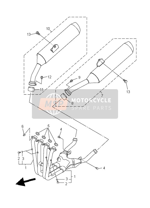 Yamaha FJR1300 2002 Exhaust for a 2002 Yamaha FJR1300