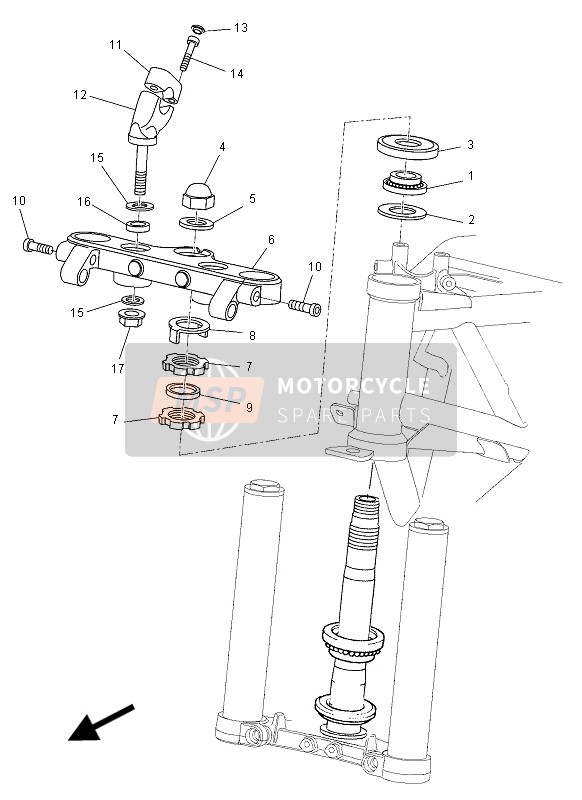 Yamaha MT03 2008 Steering for a 2008 Yamaha MT03