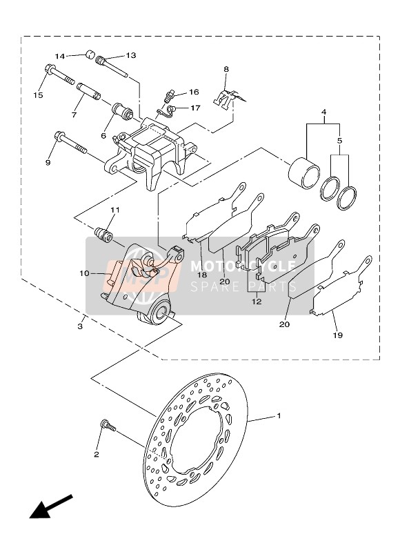 Yamaha XJ6N ABS 2016 Bremssattel hinten für ein 2016 Yamaha XJ6N ABS