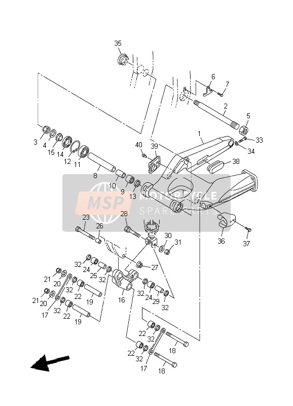 Yamaha FJR1300 2002 Braccio posteriore per un 2002 Yamaha FJR1300