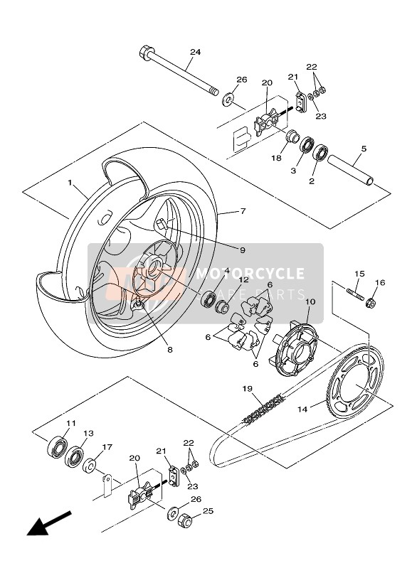 Yamaha XJ6S DIVERSION 2016 Roue arrière pour un 2016 Yamaha XJ6S DIVERSION