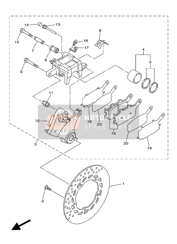 Yamaha XJ6S DIVERSION 2016 Pinza freno posteriore per un 2016 Yamaha XJ6S DIVERSION