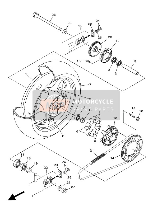 Yamaha XJ6S DIVERSION ABS 2016 Rueda trasera para un 2016 Yamaha XJ6S DIVERSION ABS