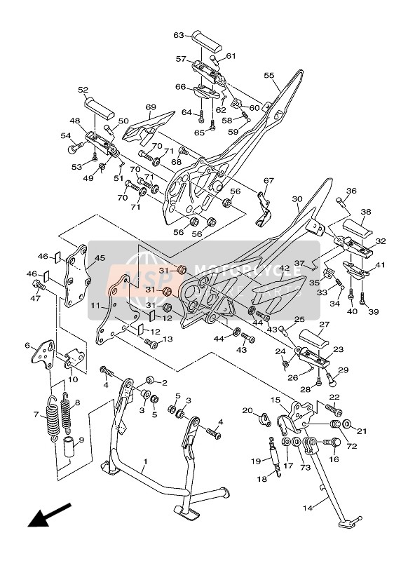 Yamaha XJ6S DIVERSION ABS 2016 Stand & Footrest for a 2016 Yamaha XJ6S DIVERSION ABS