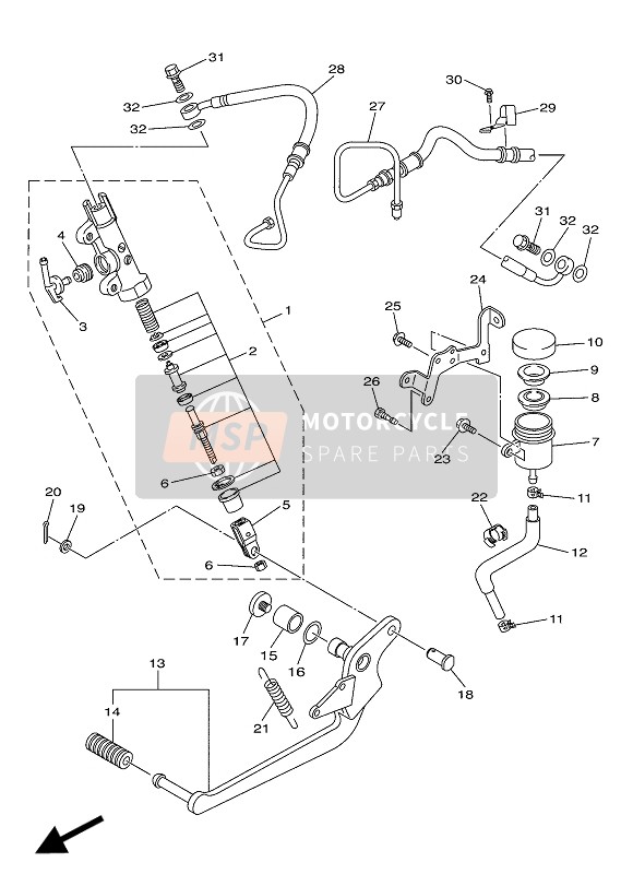 Yamaha XJ6S DIVERSION ABS 2016 Maître-cylindre arrière pour un 2016 Yamaha XJ6S DIVERSION ABS