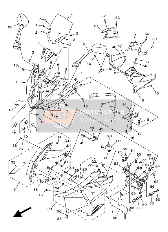 Yamaha XJ6S DIVERSION ABS 2016 Cowling for a 2016 Yamaha XJ6S DIVERSION ABS