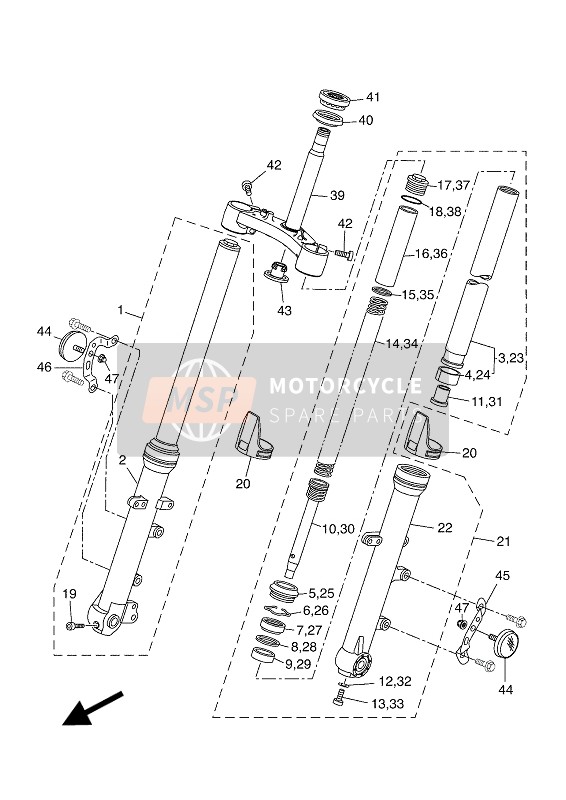 B34231100000, Tube De Fourche Nue, Yamaha, 0