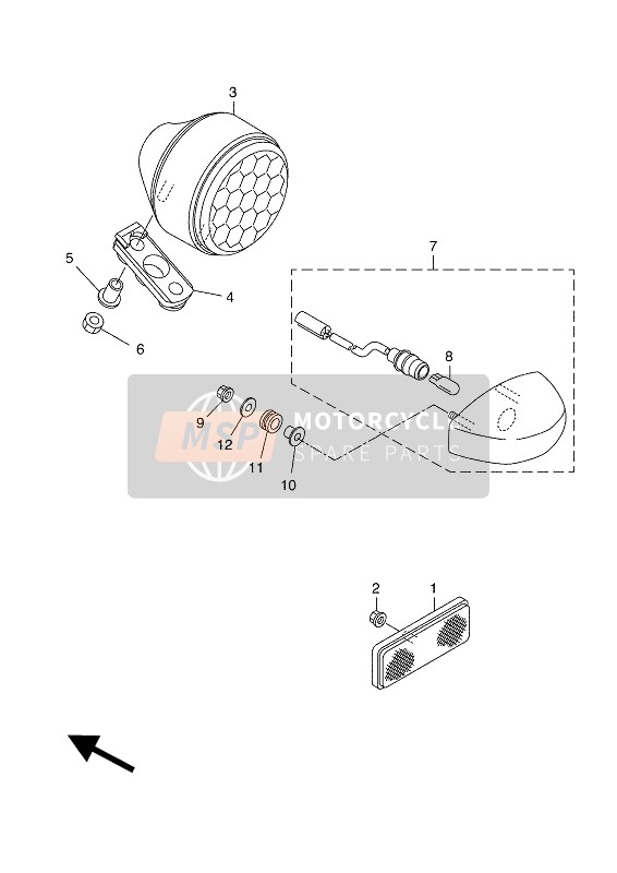 B34H47360000, Dampfer, Schlusslicht 1, Yamaha, 0