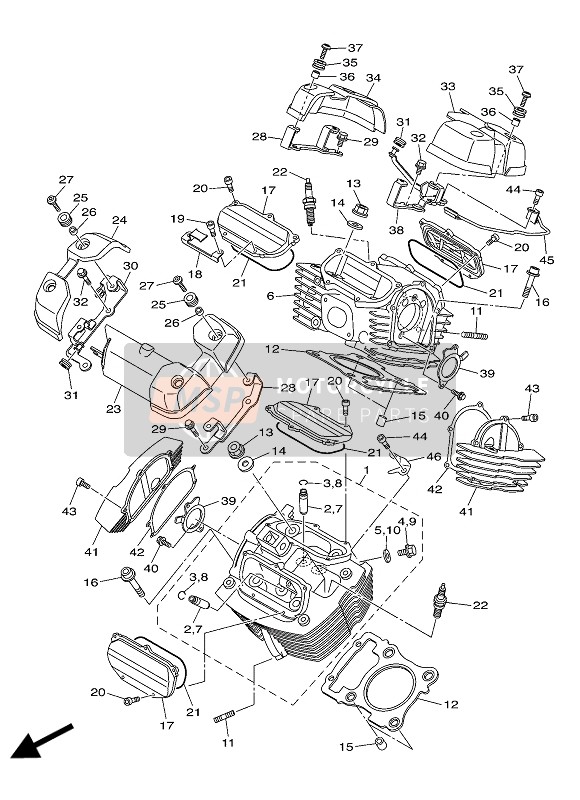 Yamaha XVS950 ABS 2016 Cilinderkop voor een 2016 Yamaha XVS950 ABS