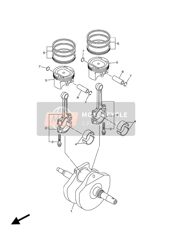 Yamaha XVS950 ABS 2016 Vilebrequin & Piston pour un 2016 Yamaha XVS950 ABS