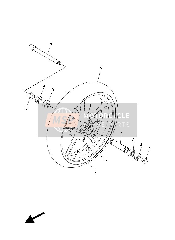 Yamaha MT03 2008 Ruota anteriore per un 2008 Yamaha MT03