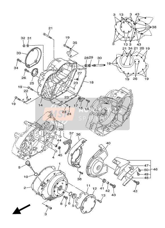 Yamaha XVS950 ABS 2016 Crankcase Cover 1 for a 2016 Yamaha XVS950 ABS