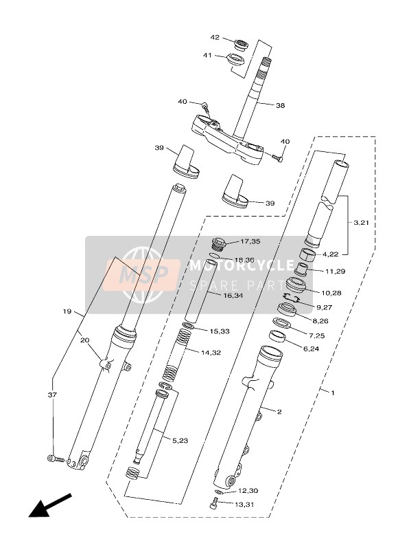 Yamaha XVS950 ABS 2016 Fourche avant pour un 2016 Yamaha XVS950 ABS